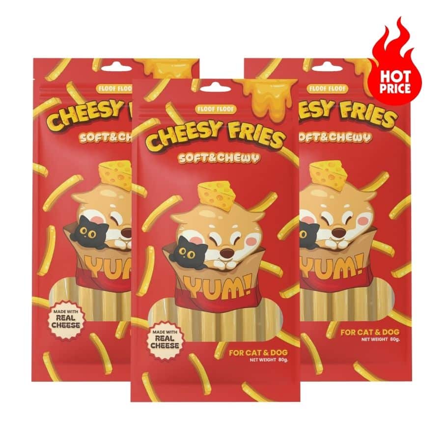 Cheesy Fries แท่ง หอม นุ่มนิ่มเคี้ยวง่าย ใช้ป้อนยาได้ ขนมดีมีประโยชน์สำหรับน้องหมาน้องแมว (80g)